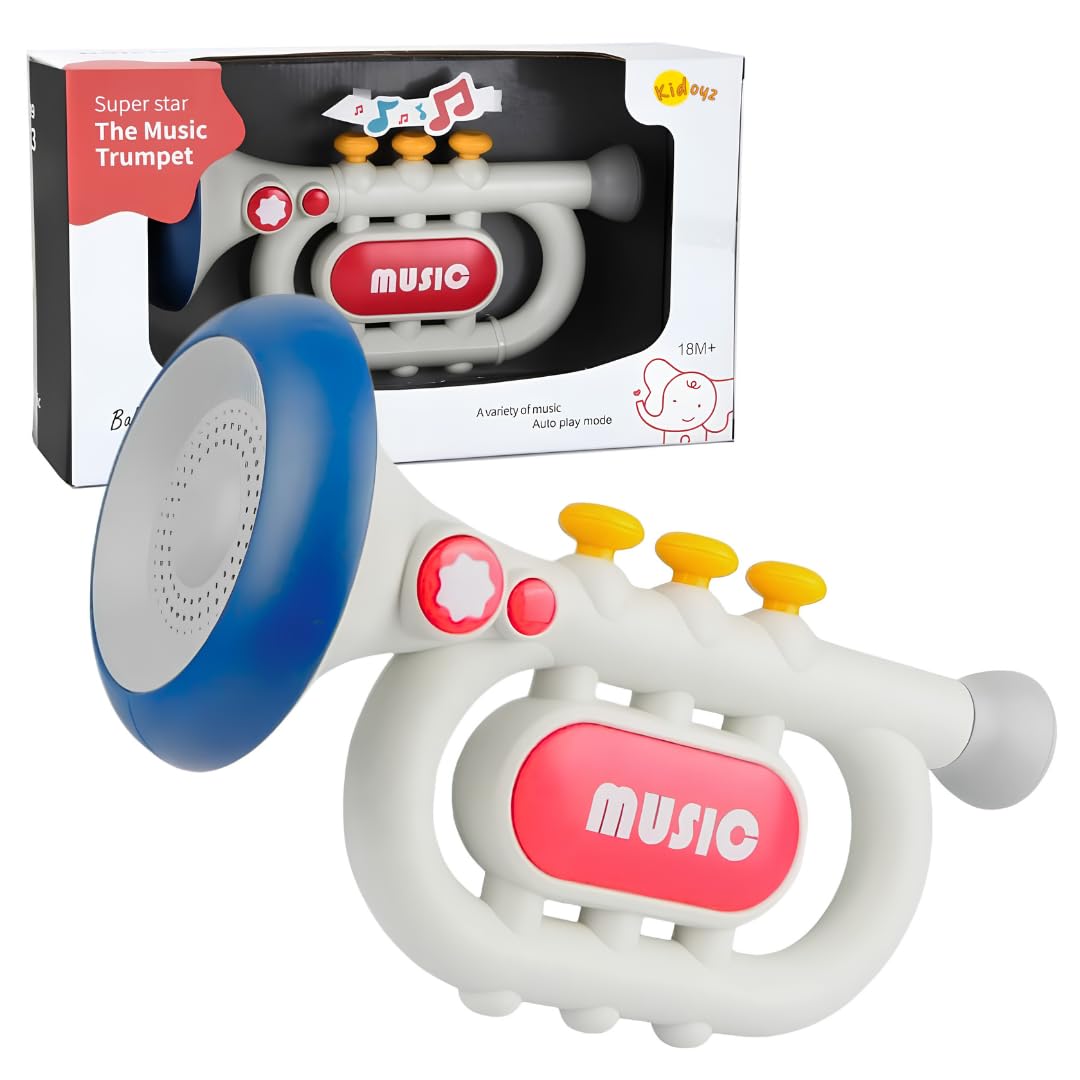 Kidoyz Interactive Kids Trumpet Toy with Lights & Music | 3 Play Modes – Auto, Manual & Learning | Battery Operated Musical Instrument for Toddlers 3 4 5 Years | Educational Toy Gift for Boys & Girls-image-8