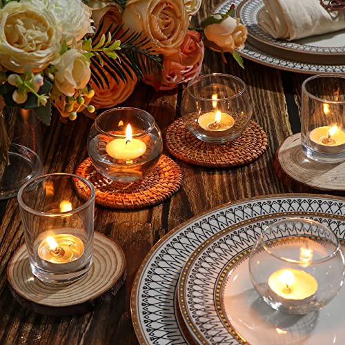 DEVI 24pcs Glass Votive Candle Holders, Clear Glass Candle Holder for Floating Candle&Tea Lights, Wedding Centerpieces for Tables, Bridal Baby Shower Party Table Decor