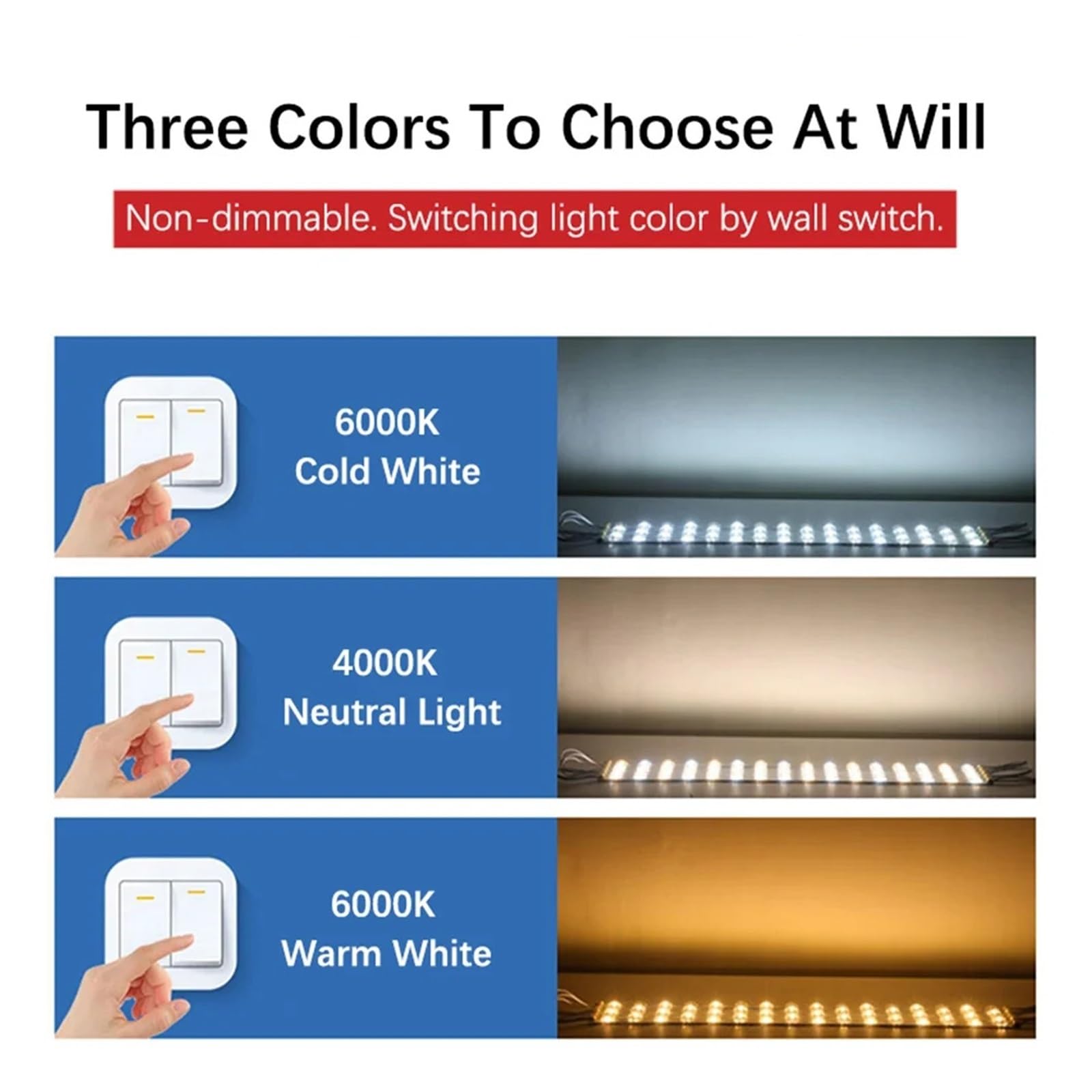 Led-deckenleuchte Modul 220V Ersatz Led Licht Bar Modul Lampe Bord 22/31/41/52cm Streifen Lichtquelle for Wohnzimmer Lampe(52cm 4psc 48w,Tricolor Light)