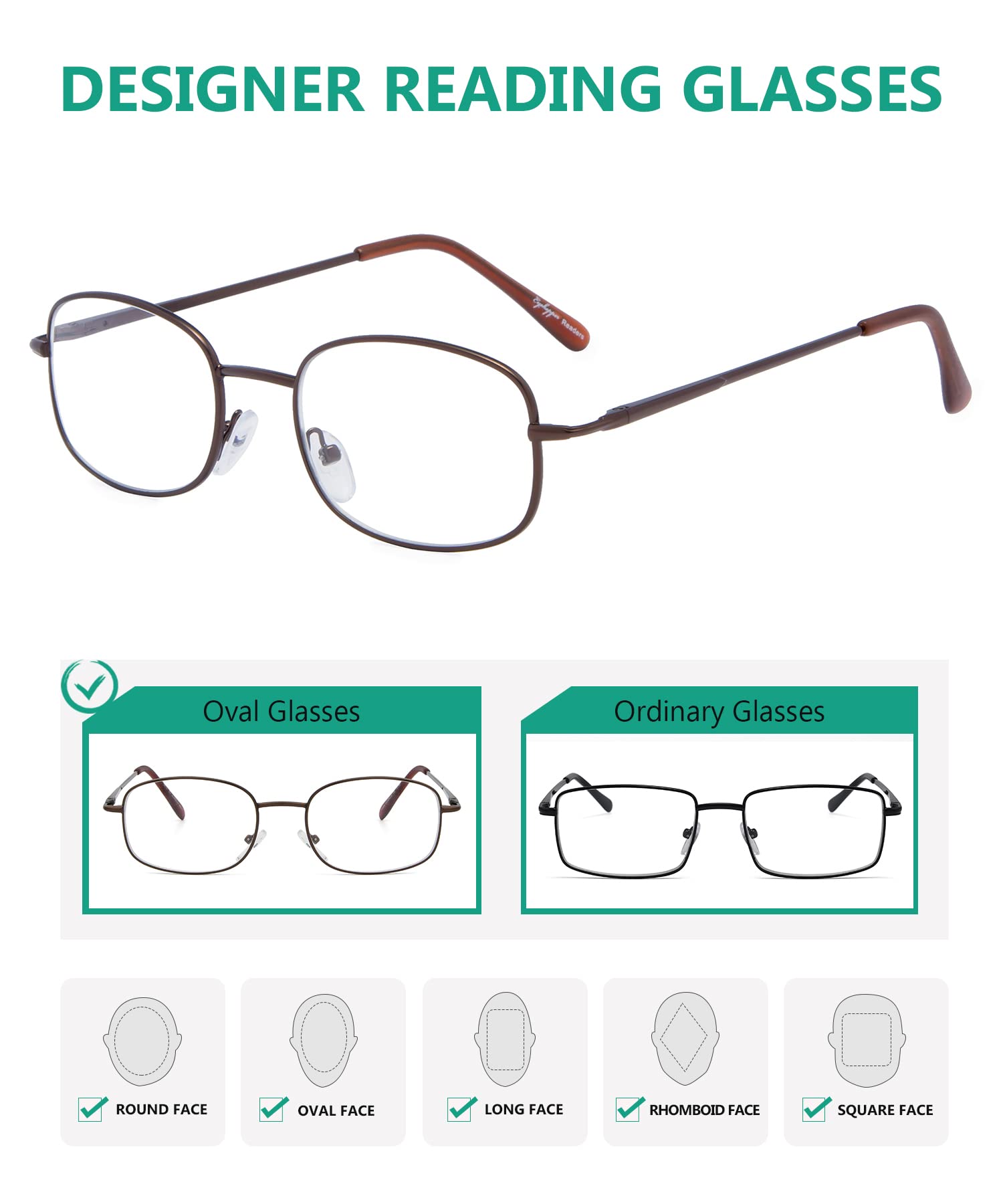 Eyekepper Metal Frame Spring Hinged Arms Reading Glasses 3 Pairs(Brown/Gunmetal/Black) Valupac Metal Readers +0.5 - 5