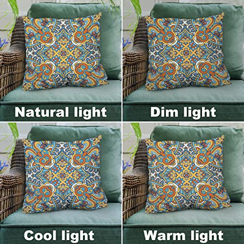Shrahala Abstract Geometric Decorative Throw Pillow Cover, Mosaic Fill Medallion Damask Modern Square Pillowcase Blended Double-Sided No Inserts For Bedroom Living Room Set Of 2 (18 X 18 In) #TOP5