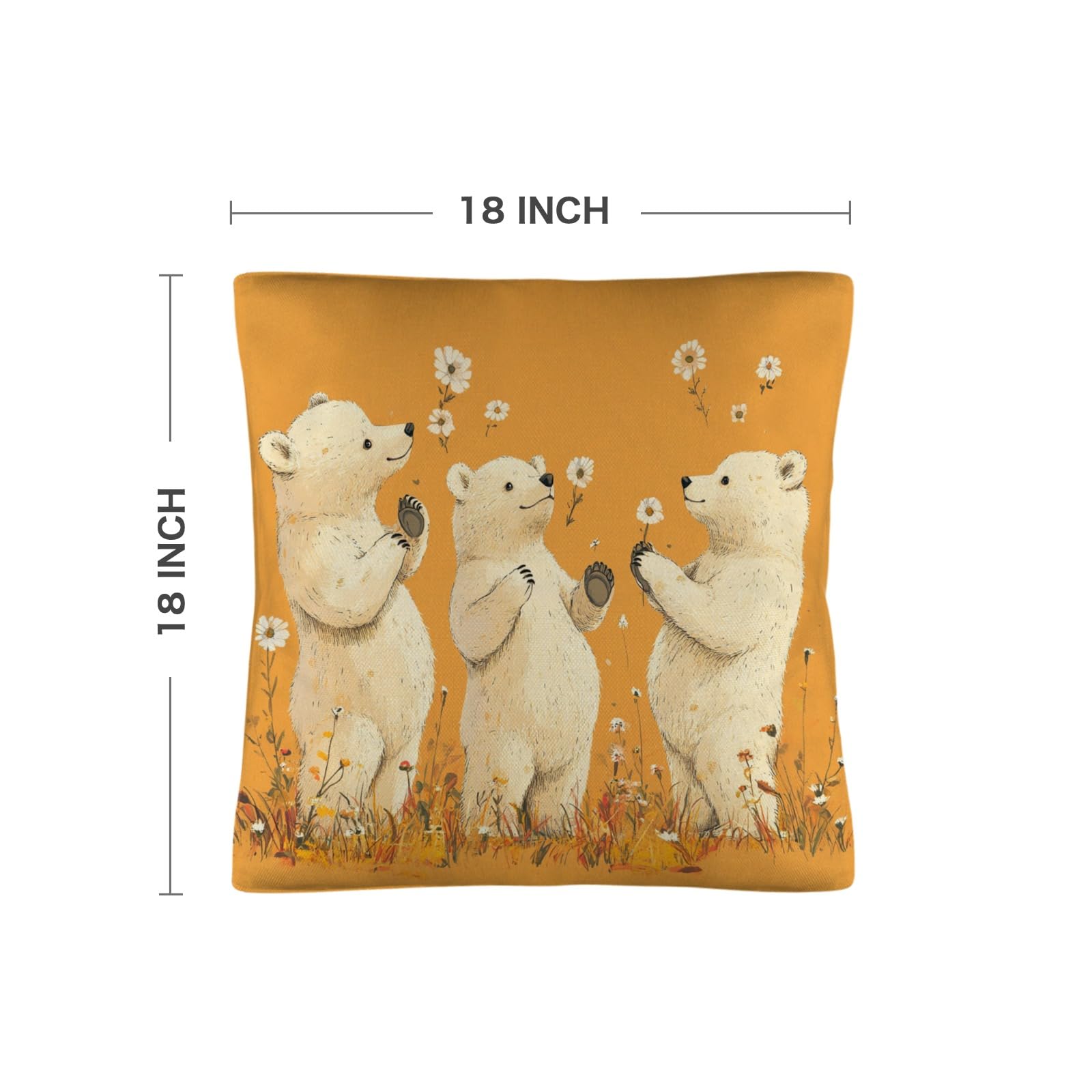 EtherSpher Cartoon Cute Bears Orange Flower and Whites Decorative Bulk Microfiber Pillowcases Travel Pillow case Cover with Zipper Pillow Cases Twin 18x18