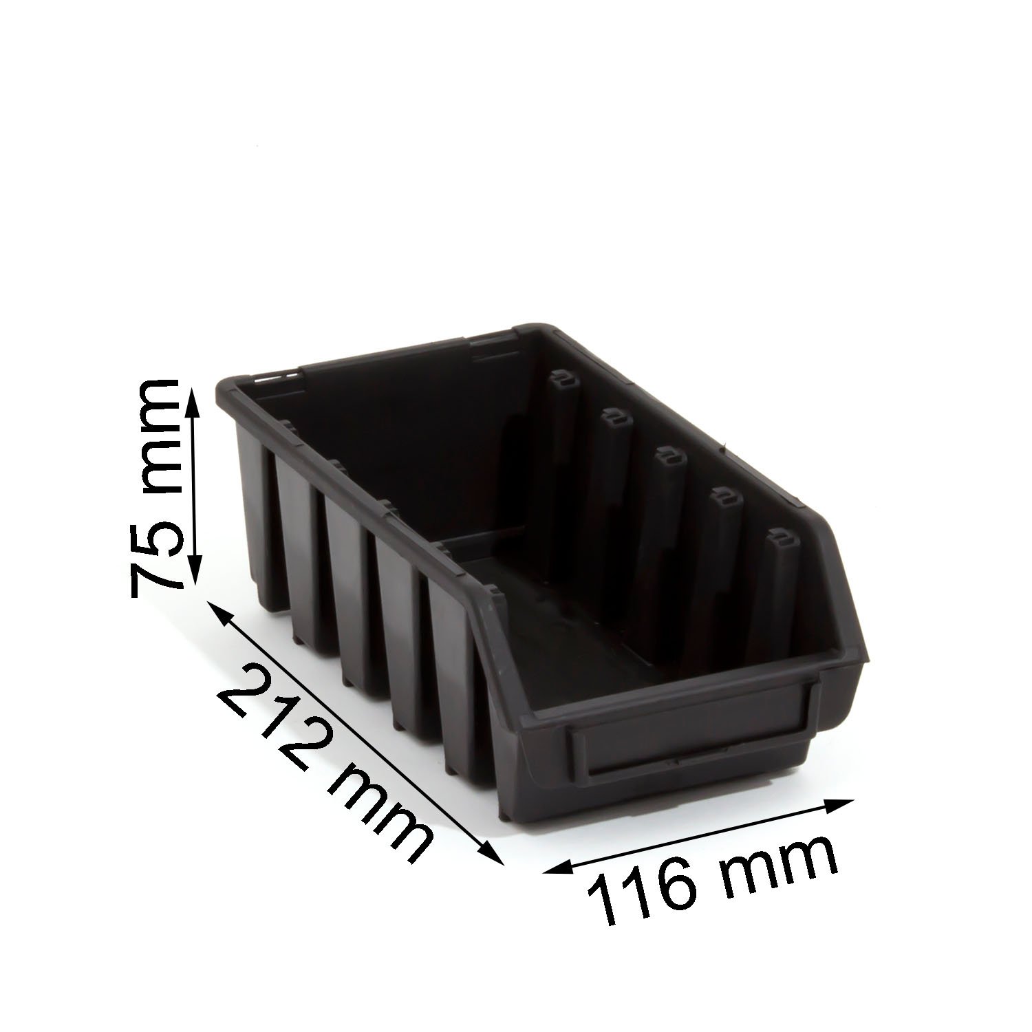 Zestaw 100 ERGO-Box M czarny kosz do przechowywania do warsztatu lub garażu, rozmiar 2 l
