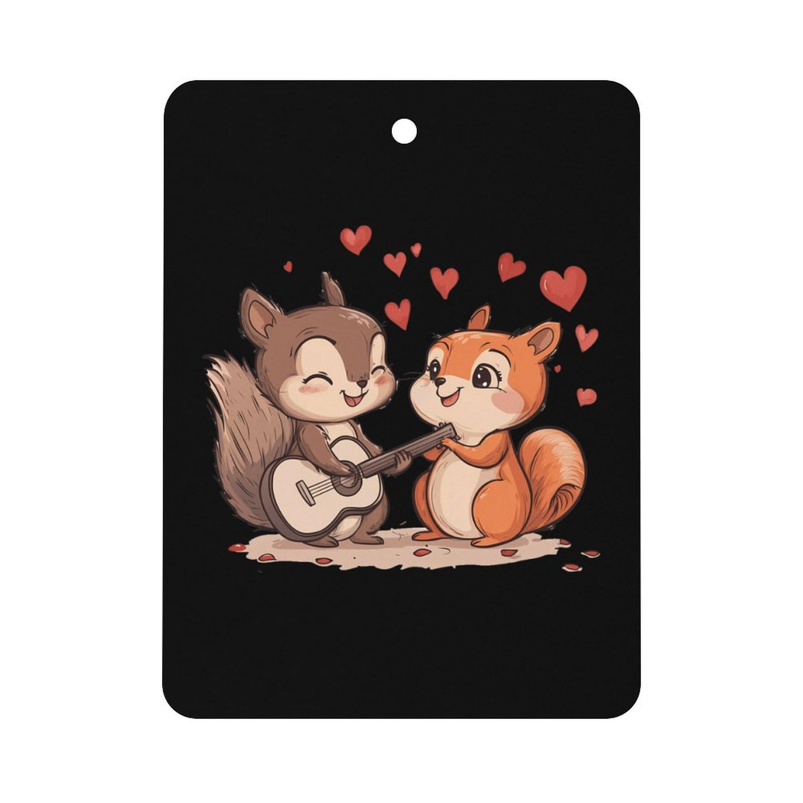 Squirrel Playing Guitar Car Air Freshener Hanging Aromatherapy Tablets for Car Accessories Square