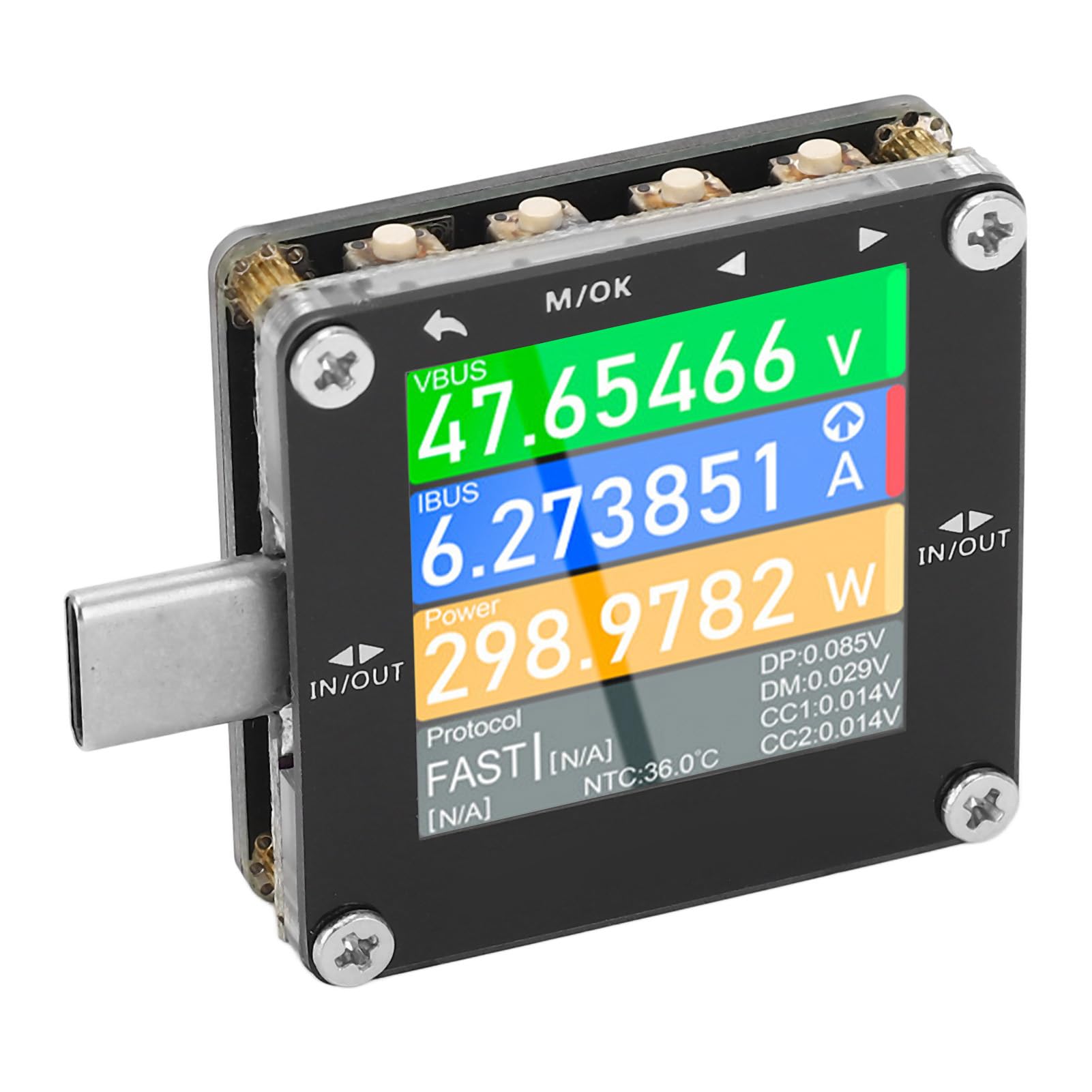 Socobeta Typ-C-Tester, Digitaler Leistungsmesser mit Vollfarb-IPS-Display für QC PD-Schnellladung, Premium-ABS-Design, Ideal für Technikbegeisterte, 1 Einheit