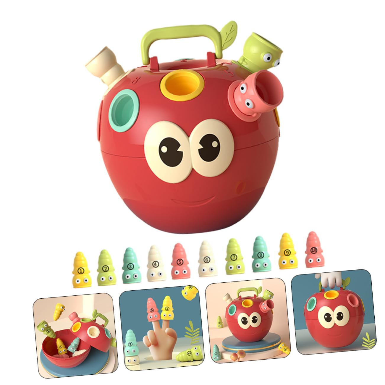 BESTonZON Jeu Éducatif D'association de Couleurs et Formes pour Tout-Petits, 1 Pomme 10 Plastique Sûr, Développement Cognitif et Coordination Œil-Main, Éveil Garçon et Filles Préscolaire