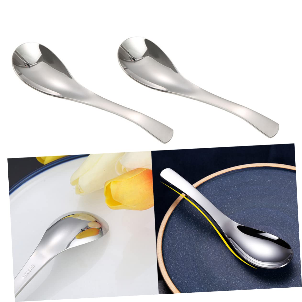 4Pcs Thick Heavy Weight Stainless Steel Soup Spoons Table Spoons for Everyday Use and Ergonomic Design for Family and Friends
