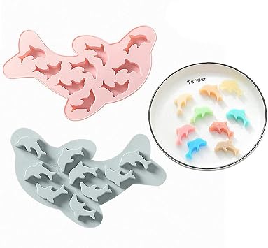 2Pcs Dolphin Chocolate Candy Silicone Mold Cake Fondant Gummy Fat Bomb Jelly Mould Ice Cube Tray Resin Clay Crayon Melt Mini Soap Mold Random Color