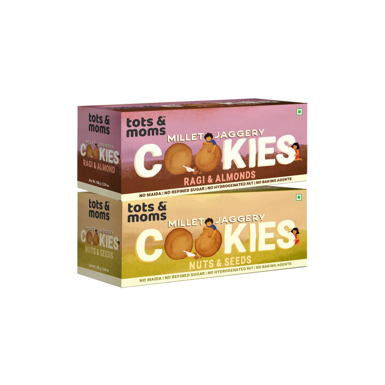 Tots & moms Millet & Jaggery Cookies | Ragi & Almonds and Nuts & Seeds Biscuits | No Sugar, No Junk, Guilt free snack for kids | Pack of 2-150g each-image-37