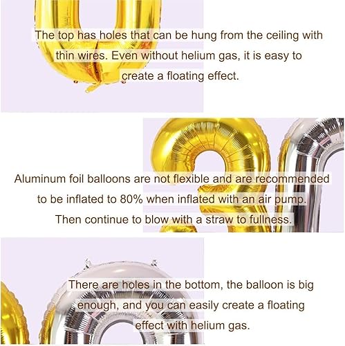 Miniatura 5 de KEYYOOMY Globos grandes de Mylar de 40 pulgadas con corona (número 10, 40 pulgadas, color rosa)