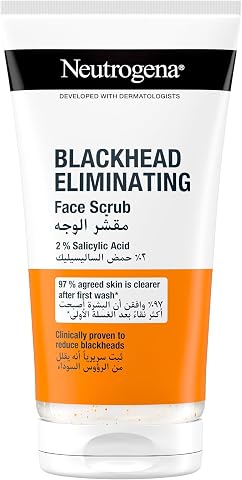 Neutrogena, Blackhead Eliminating Facial Scrub With Purifying Salicylic Acid, helps eliminate and prevent blackheads from day 1, for a refined complexion, 150ml