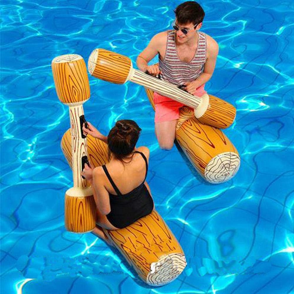 Geggur Inflatable Floating Aqua Jousting Toy Set for the Swimming Pool, 4-Piece Inflatable Set, Buoy, Float, Jousting Game, Log Fume, Swimming Game, Jousting Stick, Ride-On, Water Sports