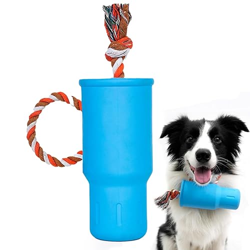 Dog Toys for Aggressive Chewers, Dog Squeaky Toys for Large Dogs, Durable Indestructible Tough Dog Chew Toys for Medium Dogs, Interactive Rubber Dog Toys to Keep Them Busy - Blue