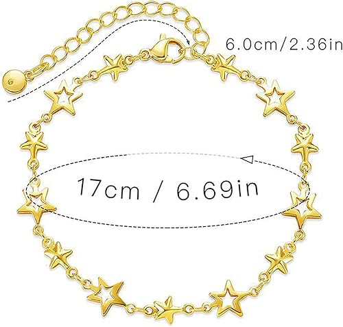 Vista 43 de Delicadas pulseras de oro para mujer, chapado en oro 18, ajustable, mal de ojo, mariposa, cuentas, perla, corazón, turquesa, hecha a mano para mujer