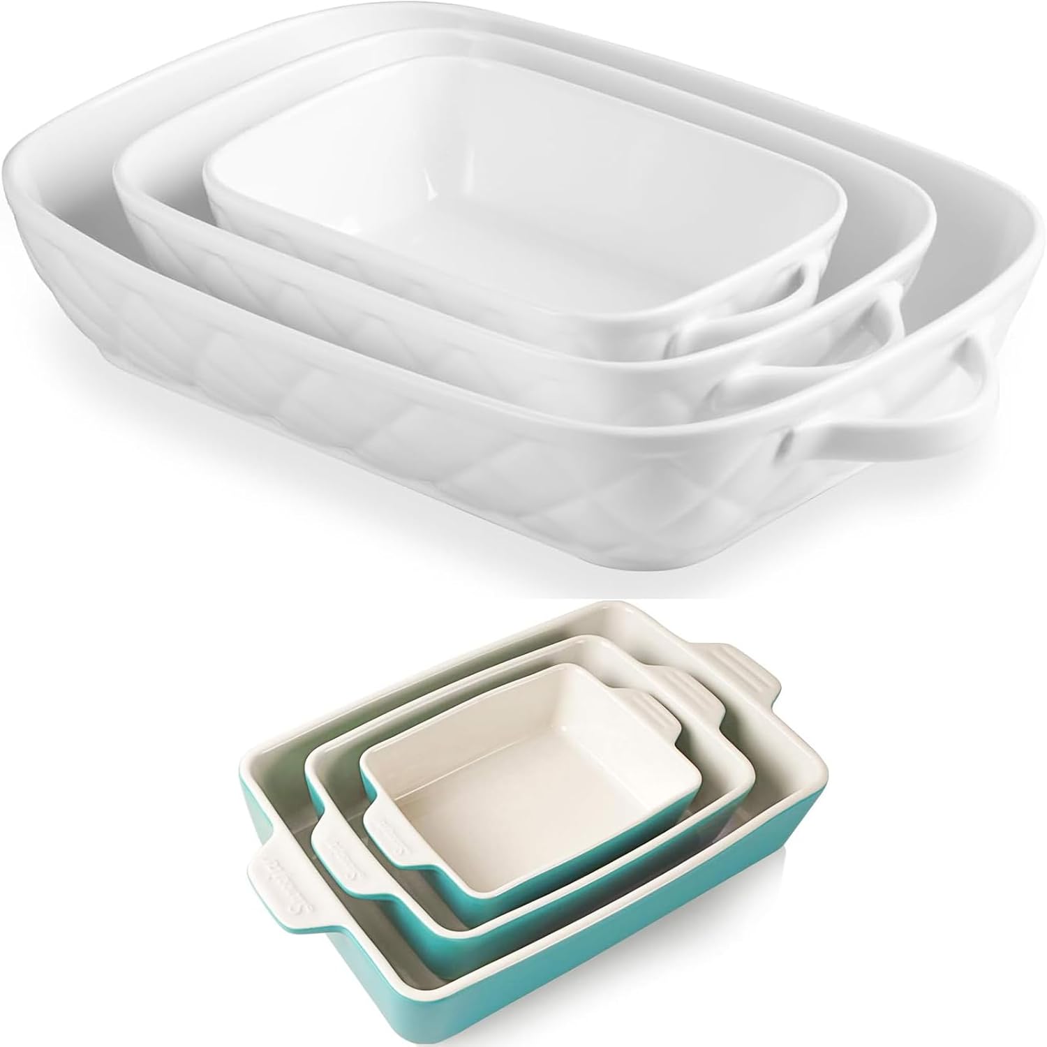 Sweejar Ceramic Baking Dish, Rectangular Baking Pan with Double Handles
