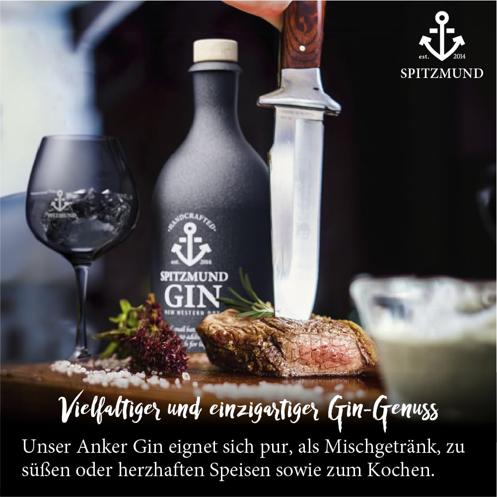Spitzmund Anker Gin 47% vol | Handcrafted Premium Gin aus Deutschland | Wacholder, Pflaume, Apfel, Zitrus | Perfekt mit Tonic Water | Ideal für Tonic & Cocktails (500ml 3er Pack)