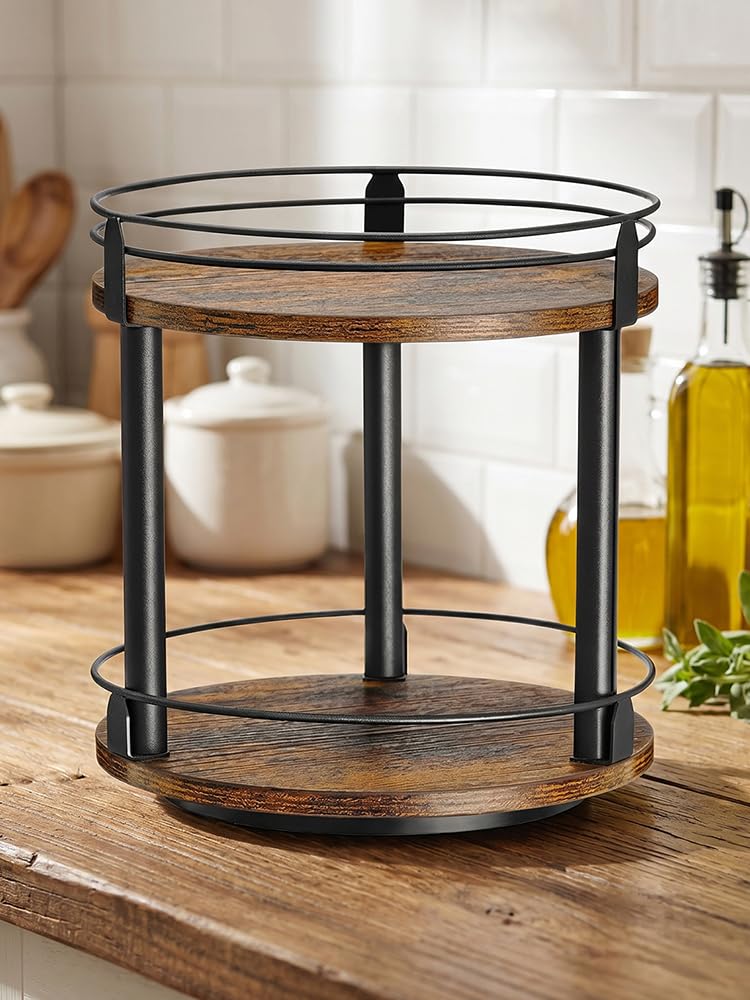 Plateau tournant en bois Lazy Susan pour dessus de table pour garde-manger, salle de bain, vanité, décoration d'intérieur
