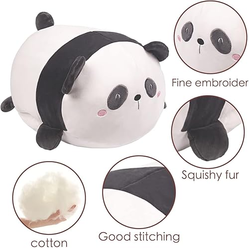 Miniatura 2 de ARELUX Almohada de peluche de panda de 10 pulgadas, bonita almohada de peluche para acurrucarse, peluche de panda Kawaii, suave almohada para