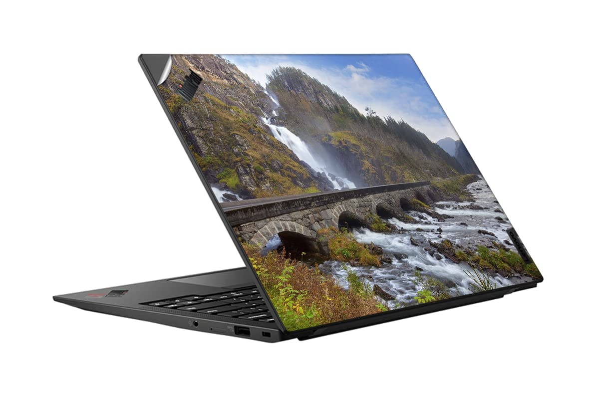 GADGETS WRAP Printed Vinyl Top Only Skin Sticker Decal for Lenovo Thinkpad X1 Carbon 9th Gen - Under Bridge Waterfall