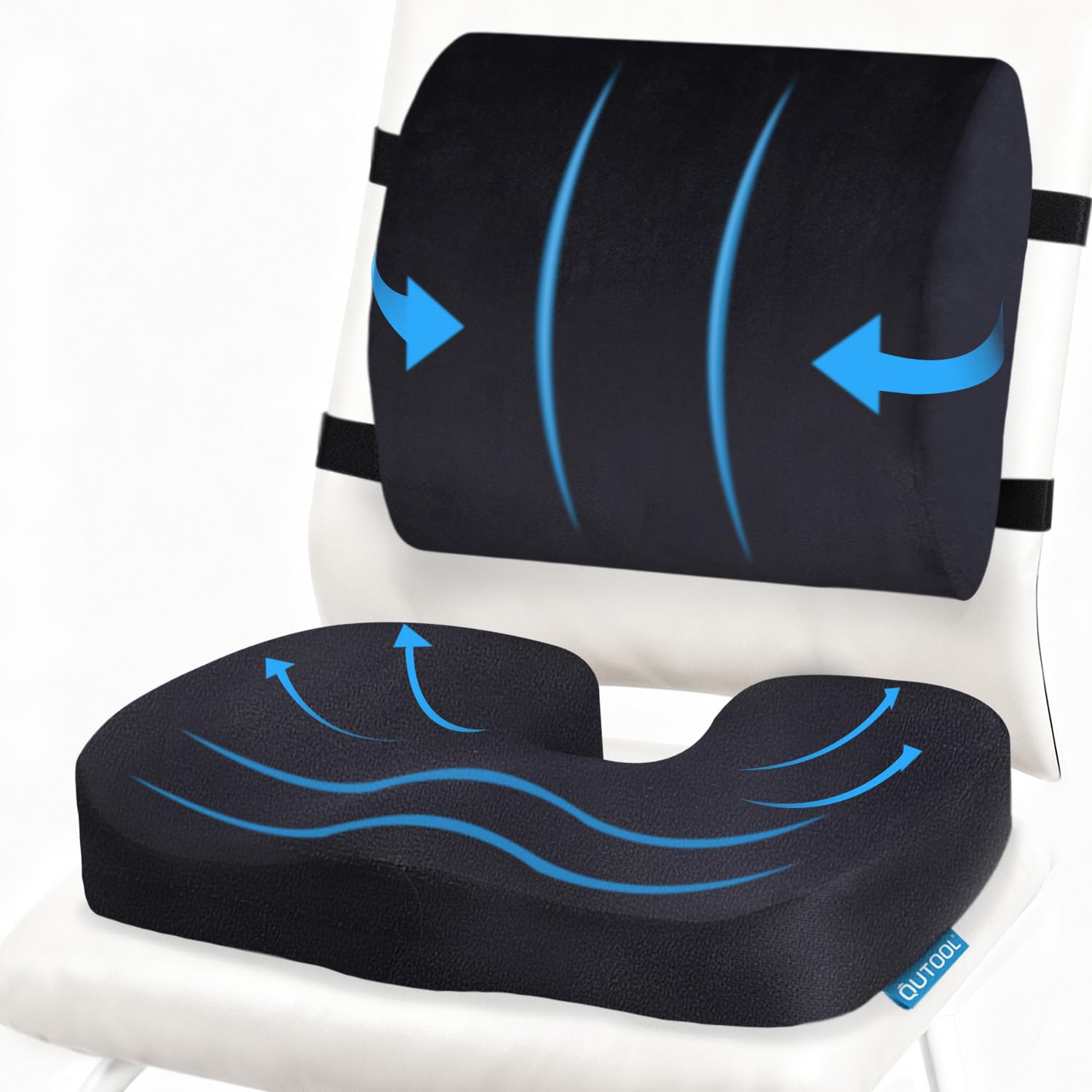 Seat Cushion and Lumbar Support Set for Office Chair – Supports Lower Back & Hips for Long Sitting Comfort