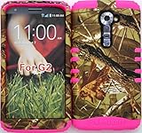 Wireless Fones TM High Impact Hybrid Rocker Case for LG G2 VS980 (Verizon only) Mossy Camouflage Exclusive Camo on Pink Silicone