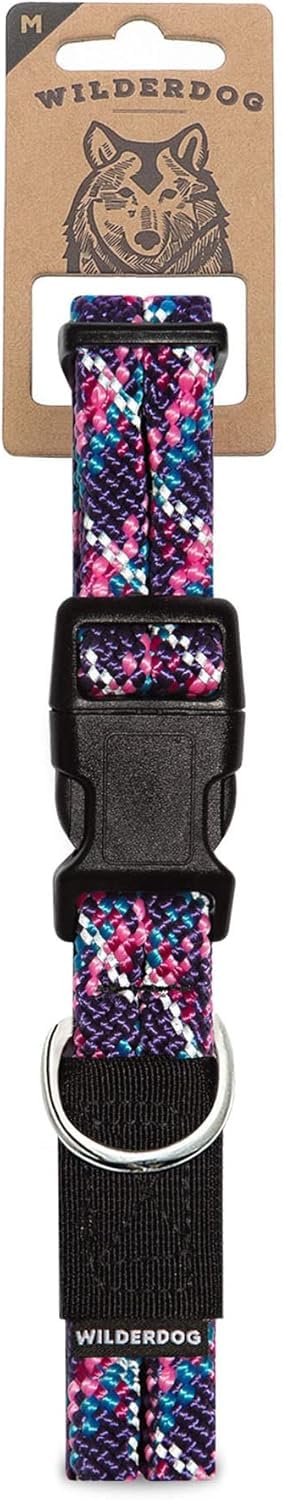 Wilderdog Climbing Rope Dog Collar - Outdoor durable climbing rope design with heavy-duty secure hardware for safety - Adjustable to fit 13"-18"