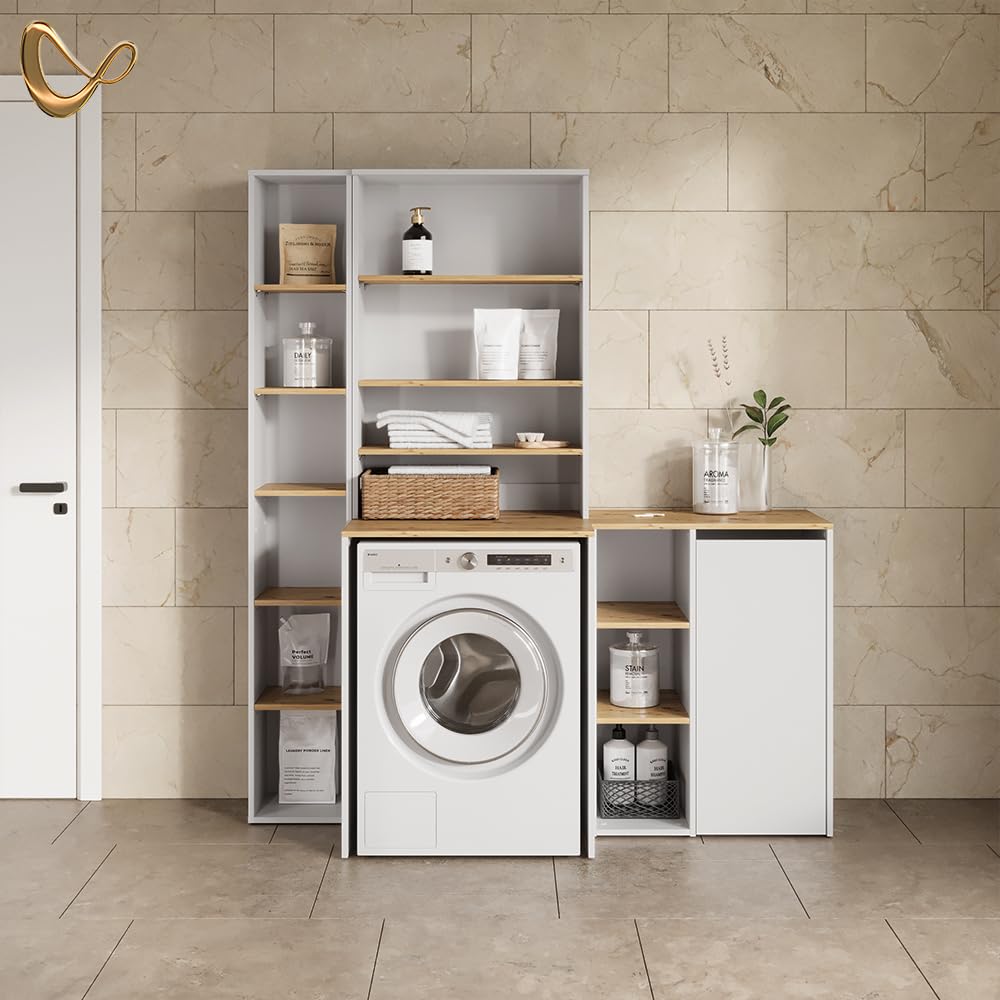 Livinity Mobile lavatrice Paolina, Bianco/Artisan, 68 x 88.2 cm