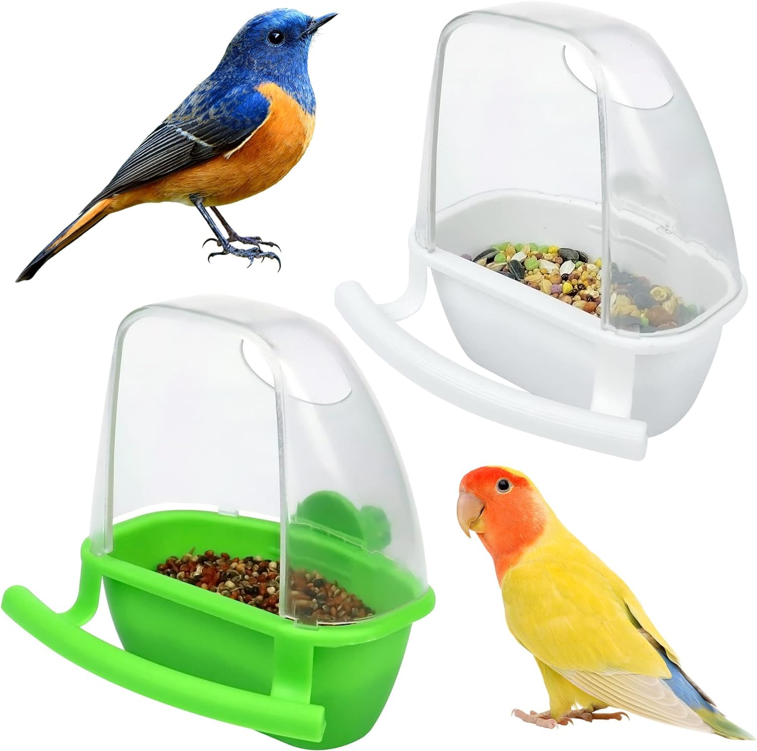 AWRAAQ 2 Pcs Small Bird Water Feeder for Cage, Parrot Feeder Hanging Bird Food Bowl, Bird Seed Food Container Cage Accessories for Parakeet Budgies Lovebirds-image-29