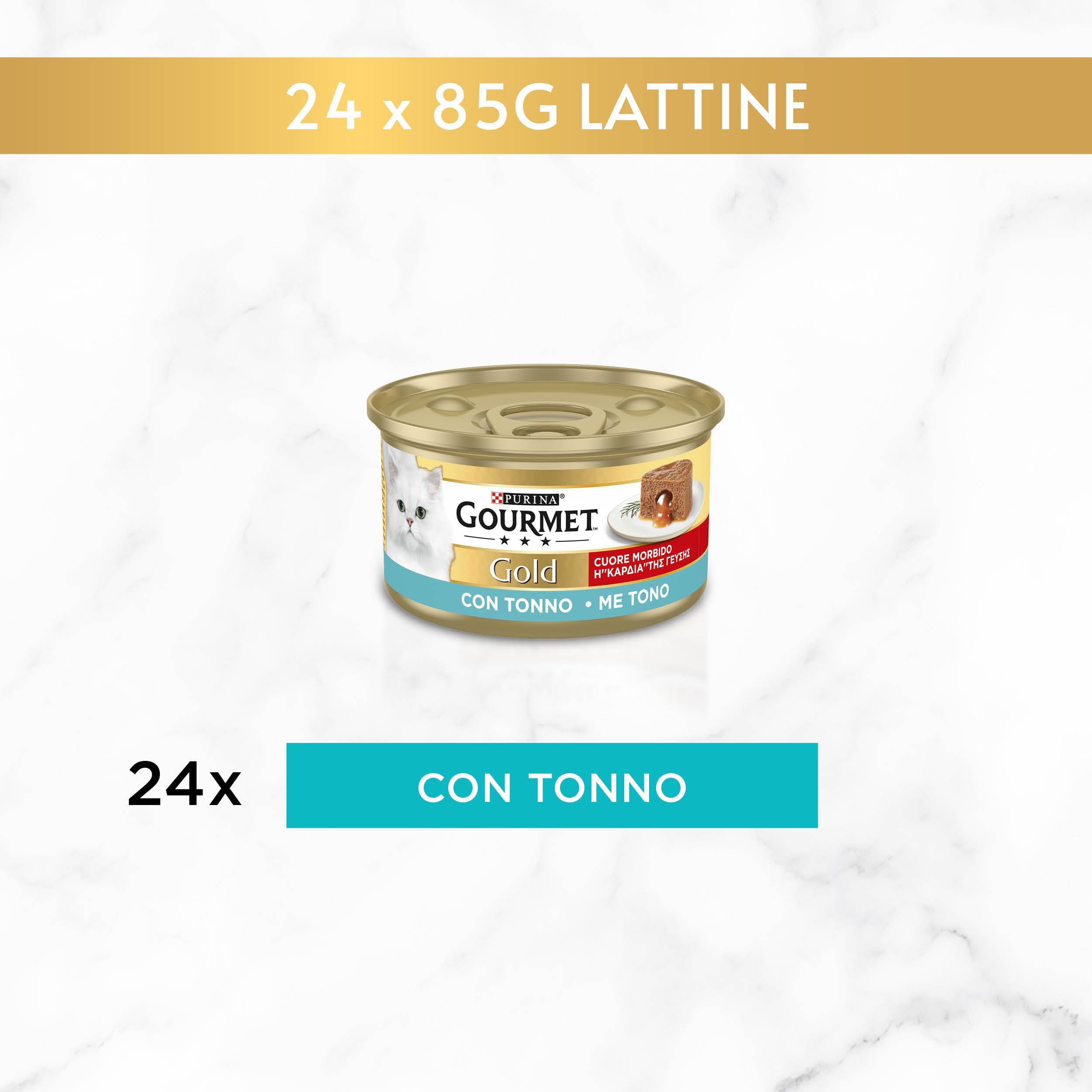 Purina Gourmet Gold Coeur Doux Humide Chat avec Thon - 24 boîtes de 85 g chacune - Lot de 24 x 85