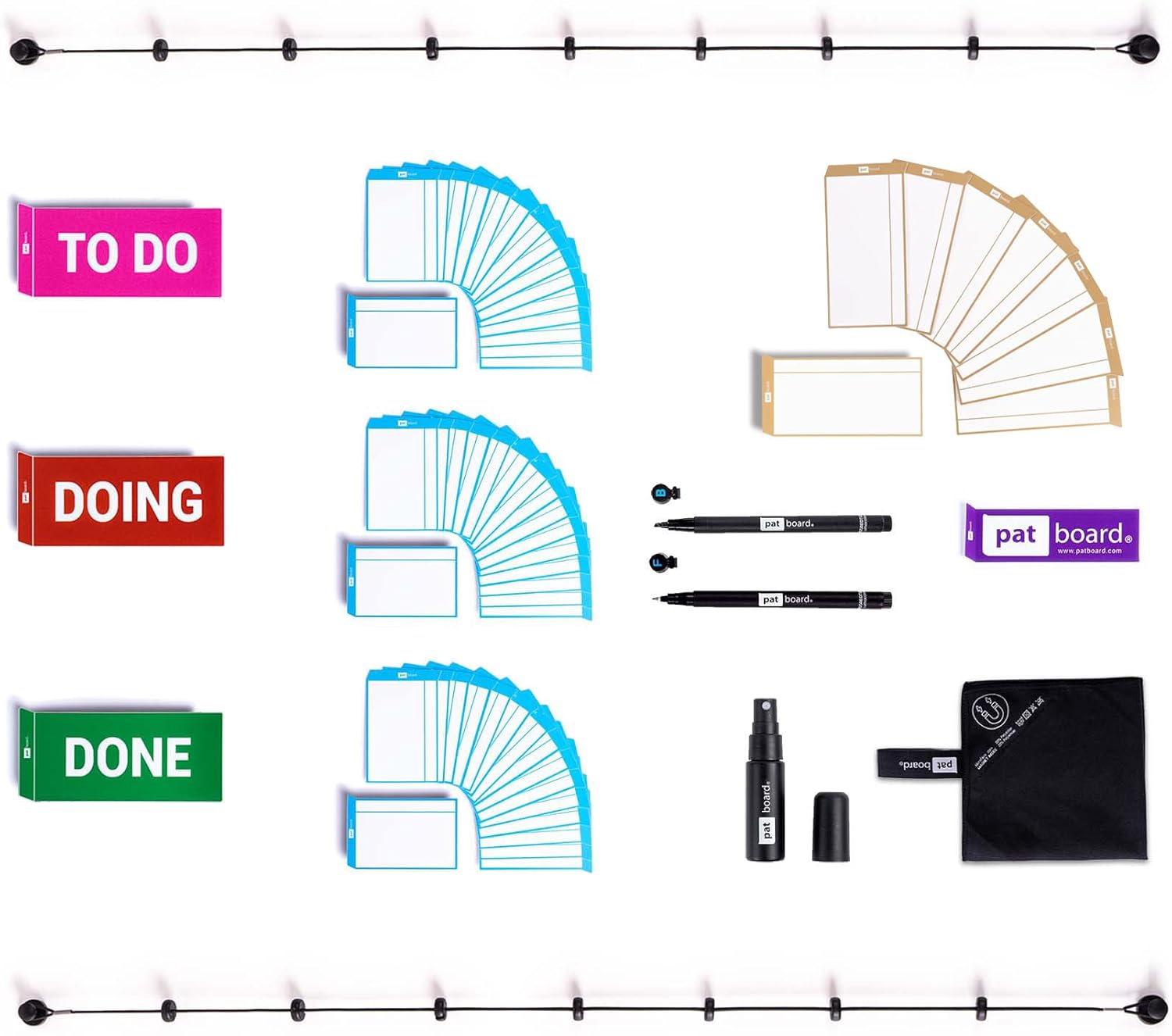 PATboard Scrum Board and Kanban Board - Basic Toolset Magnetic – Agile Magnetic Cards and Kanban & Scrum Tools – Reusable Magnets Scrum Board kit - for Office whiteboards and Metal Surfaces