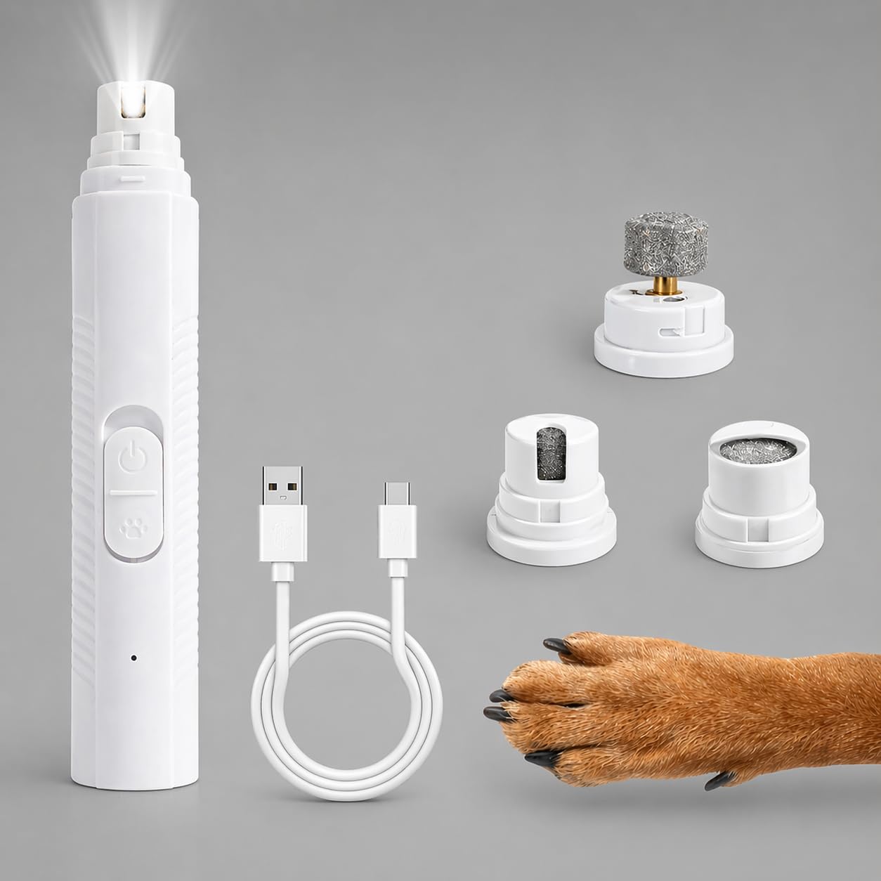 Pet Nail Grinder with LED Light for Blood Line Detection, USB Rechargeable, Safe Paw Care Tool for Dogs and Cats (Nail Grinder)-image-12