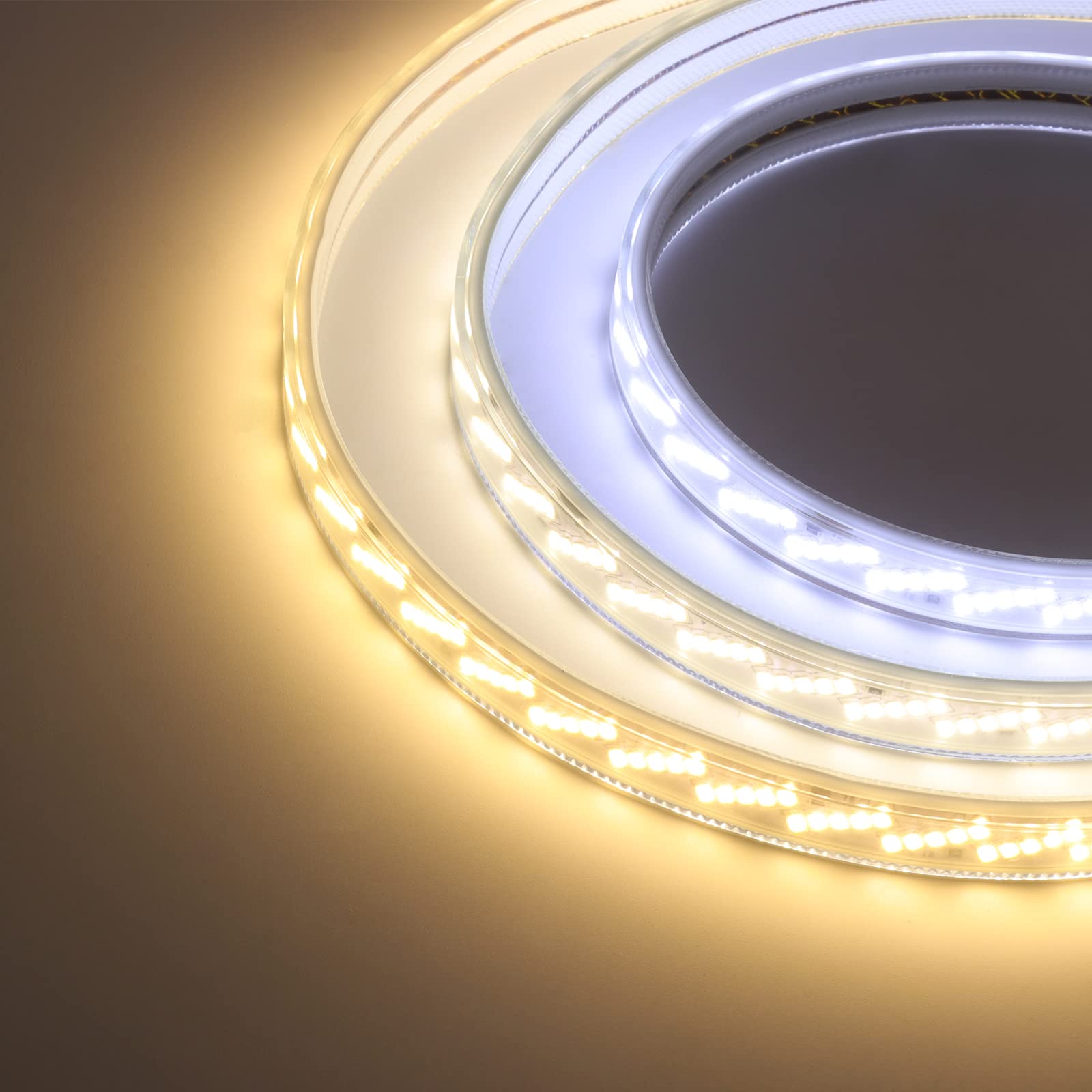 Striscia LED 230V 10m luce bianca 6000K, IP65 impermeabile flessibile, 320 LED/m fata LED super luminosa ad alta densità CRI90+, può essere tagliata ogni 50cm