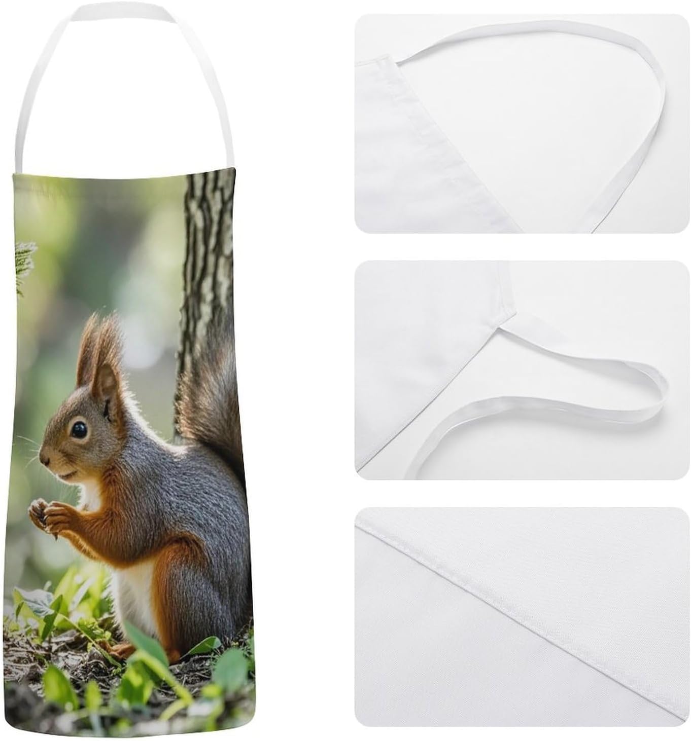 Squirrel in The Woods Chef Apron Lightweight Soft Adjustable Bib Apron Cute Restaurant Work Aprons Washable Cooking Kitchen Aprons for Men Women Waiters