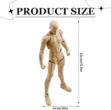 Poseable Action Figure, Skin Color PVC Blank Body with Accessories DIY Collectible Drawing Model for Artist Painting Sketching