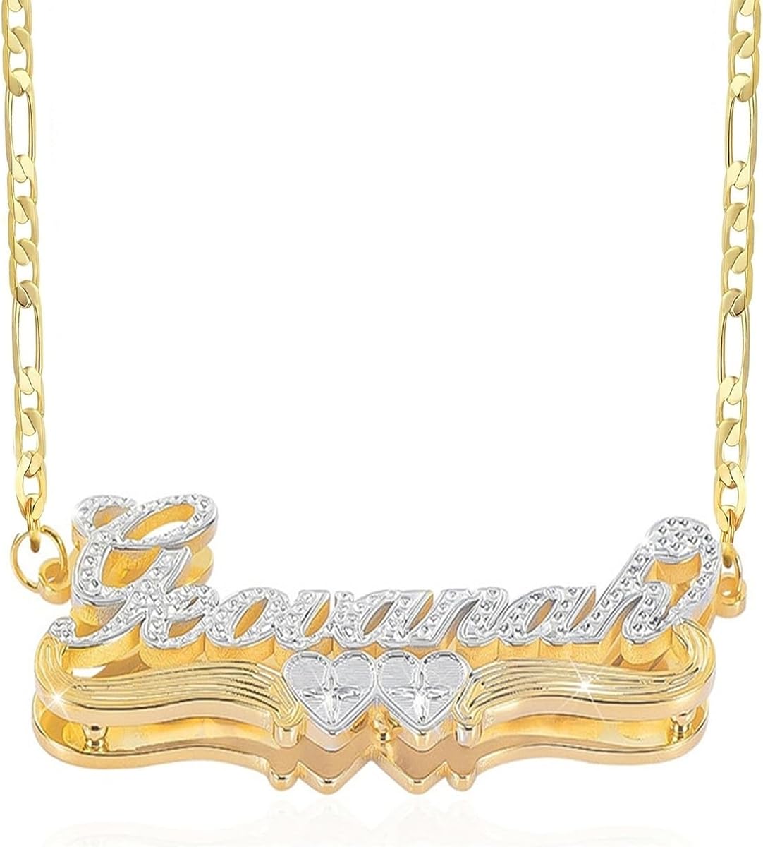 Collar con nombre chapado doble Collar con nombre personalizado con colgante chapado en oro de 18 k