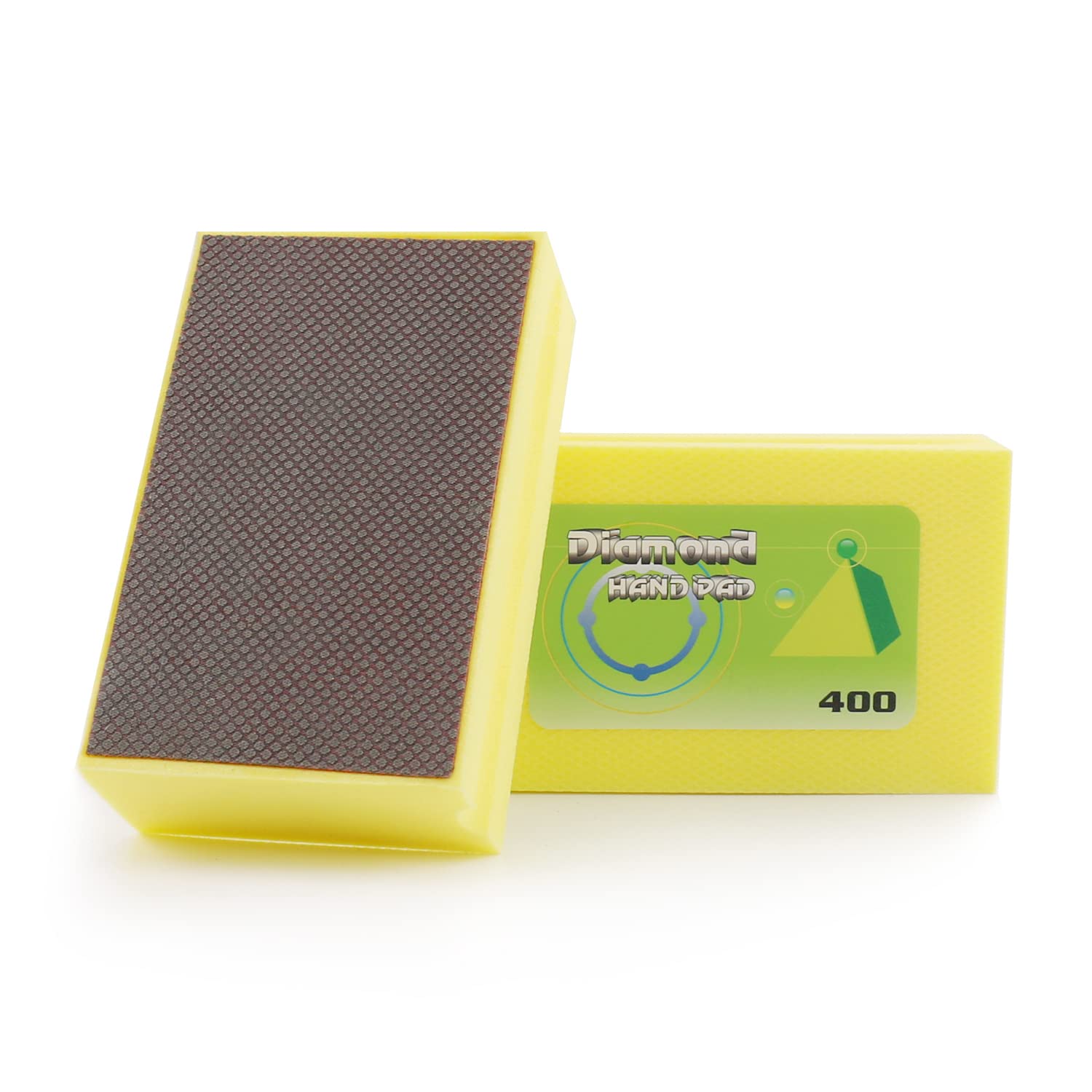 Diamond Hand Polishing Pads 400 Grit Sanding Blocks Foam Backing for Tile Stone Marble Concrete Ceramics Granite Glass Wet Dry 1PCS 400