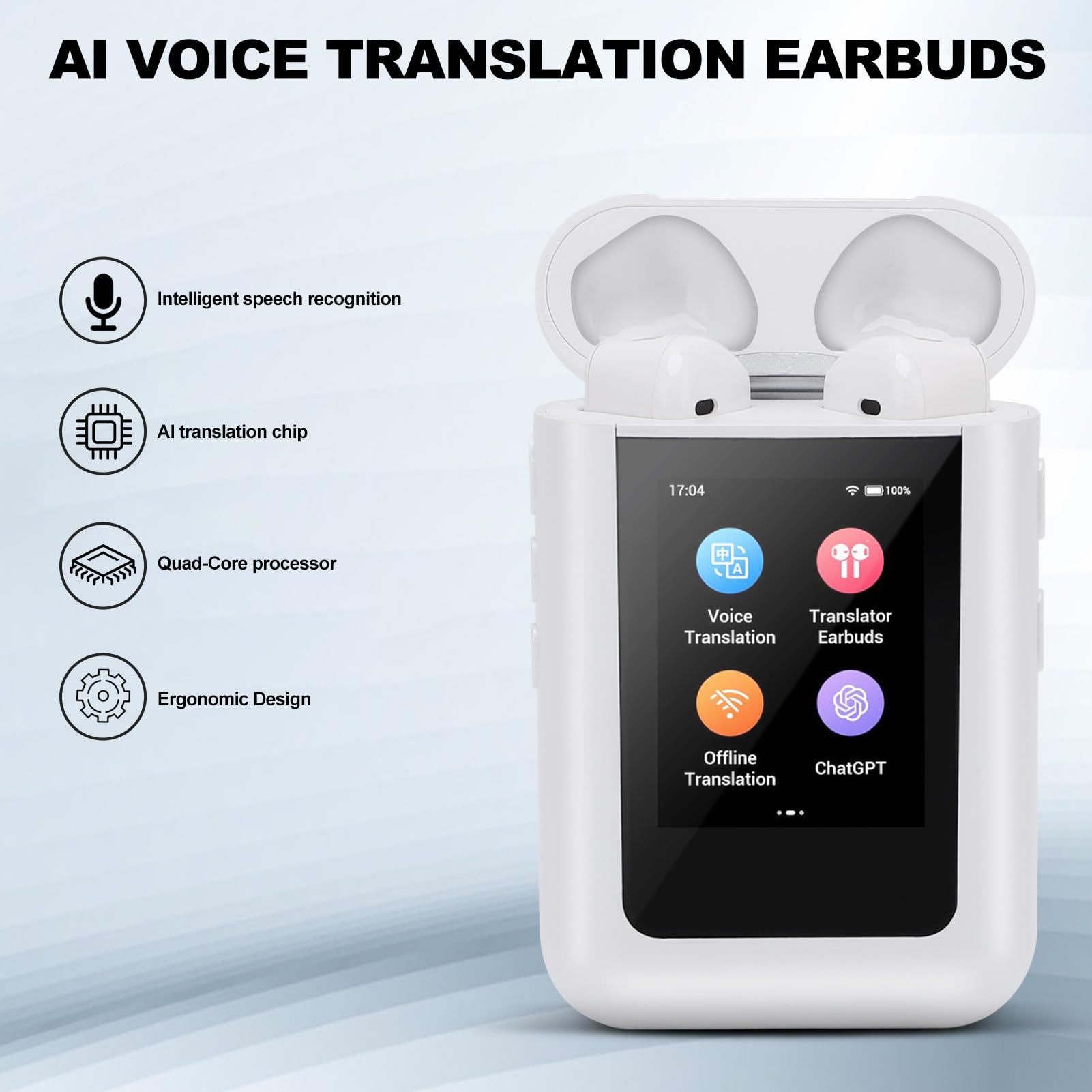 イヤホン翻訳機 オフライン対応 多言語対応 音声翻訳機 AI翻訳　海外旅行　出張 Amazon.co.jp: AI言語翻訳イヤホン、LCDタッチスクリーン付きAI