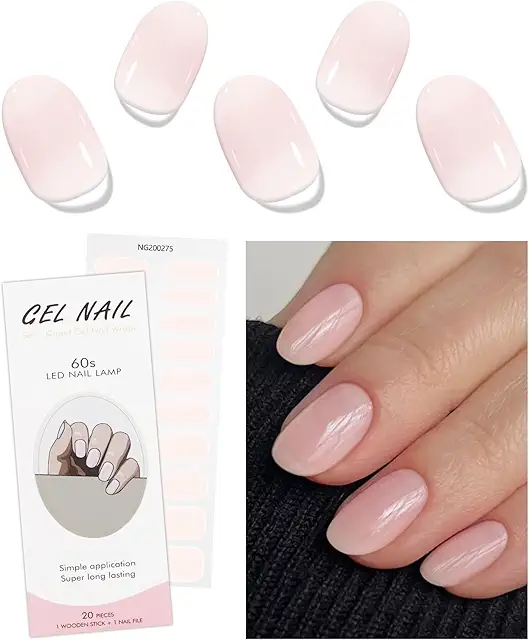 JMEOWIO Cream Pink Nail Foil UV Gel Stickers - Self-Adhesive Nail Art Decals