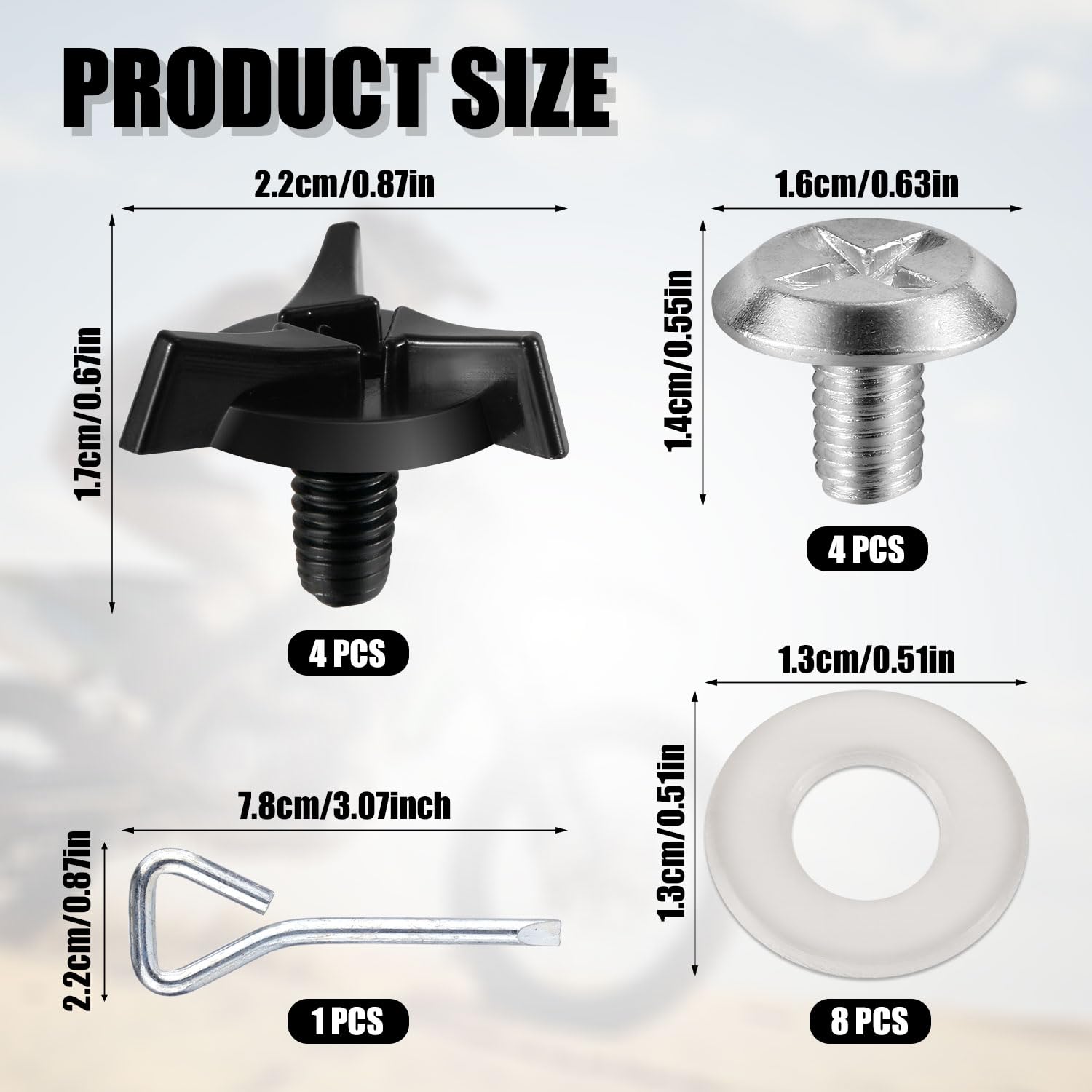 Gosknor 8pcs Motorcycle Helmet Screws with 8 Silicone Washer, Helmet Visor Screws Motorcycle Helmet Visor Clip Motorcycle Helmet Hardware Accessories for Motorcycle Motocross Helmet (Black, Silver)
