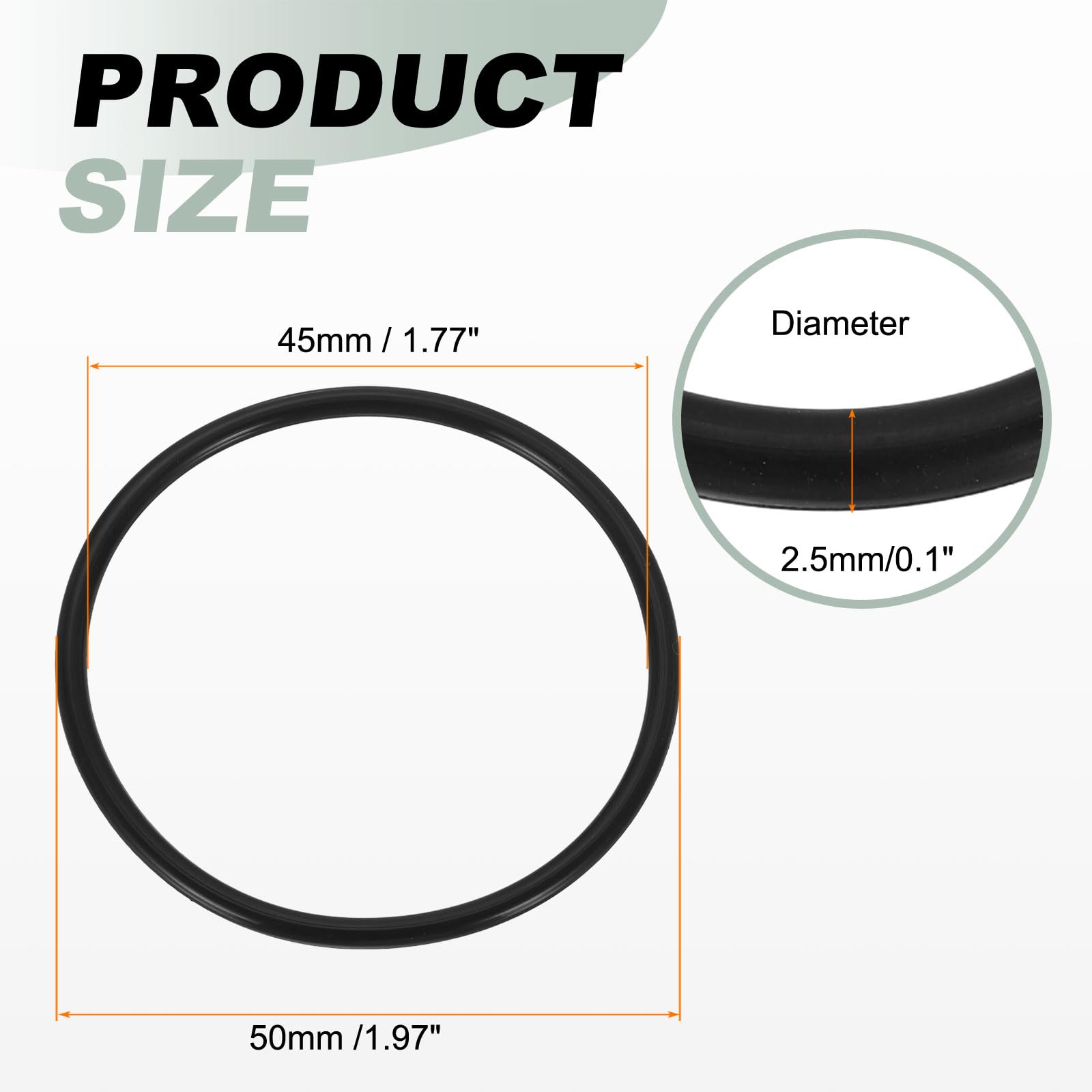 PATIKIL O-ring, 20 szt. Gumowe uszczelki EPDM okrągłe o-ringi do silników samochodowych, pompy elektromagnetyczne, przyrządy, czarne (ID x OD: 45 x 50 mm)