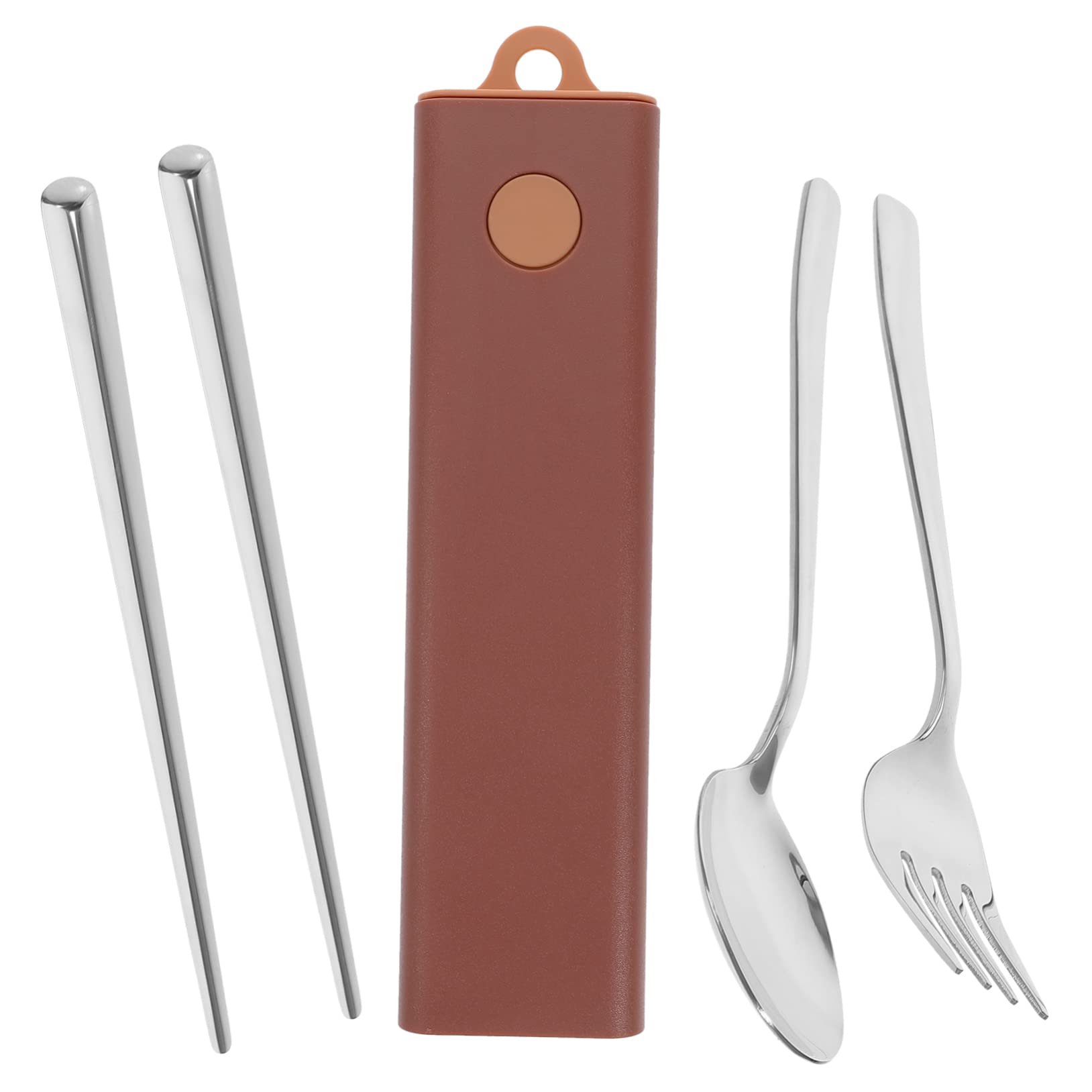 Support de baguettes 4 ensembles fourchette cuillère baguettes ustensiles de service en acier inoxydable ensemble en acier inoxydable couverts de voyage cuillères ensemble de vaisselle ustensiles de