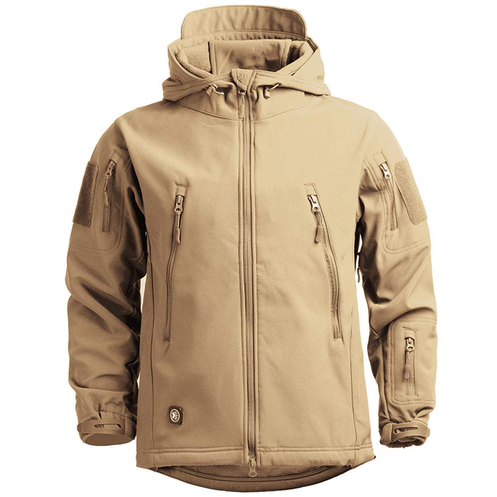 Mens Waterproof Jackets Casual Hooded Coat Softshell Fleece Lined Running Jackets Tactical Military Work Fishing Hunting Climbing