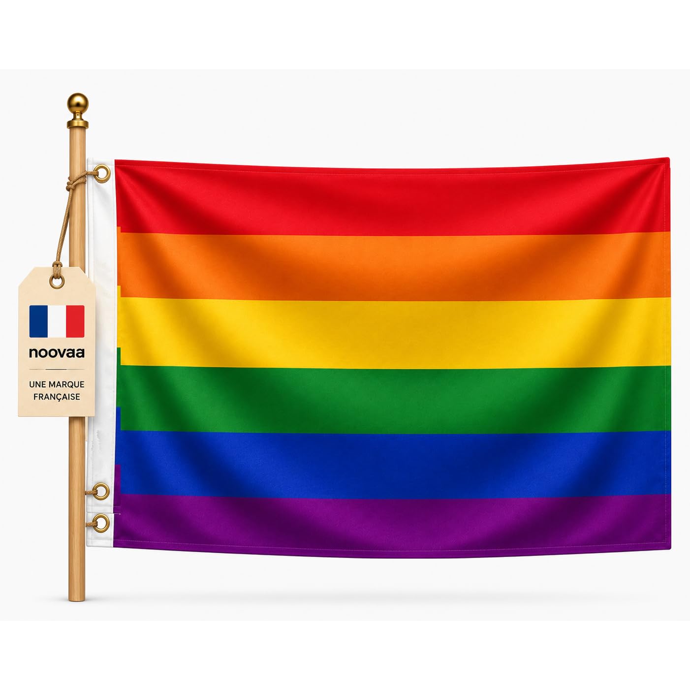 Noovaa National Flag, Weather Resistant, Reinforced Brass Eyelets, High Quality Polyester, Strong Double Stitching, Bright Colours (1, LGBT, 60x90cm) — image 1