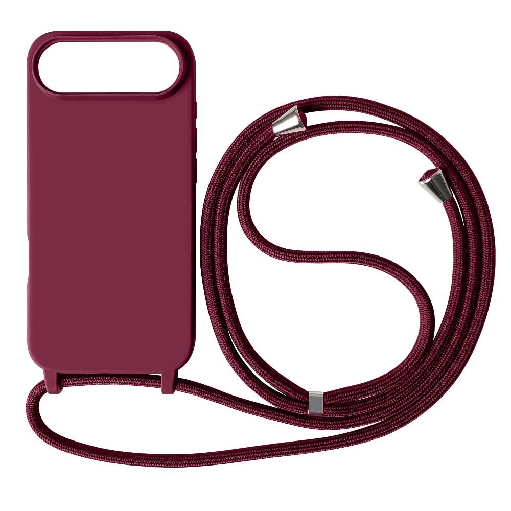 Funda Compatible con iPhone 16(6.1"),Ajustable Collar Correa de Cuello Cordón Cuerda Carcasa TPU Bumper Silicona Skin Caso para iPhone 16(6.1")-Rojo — view 10
