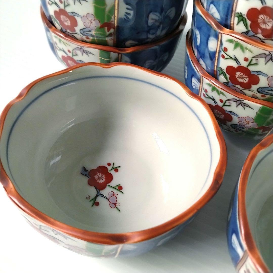 Amazon.co.jp: 有田焼 伊万里 珍味揃 小鉢 染錦竹梅 紀窯 10客