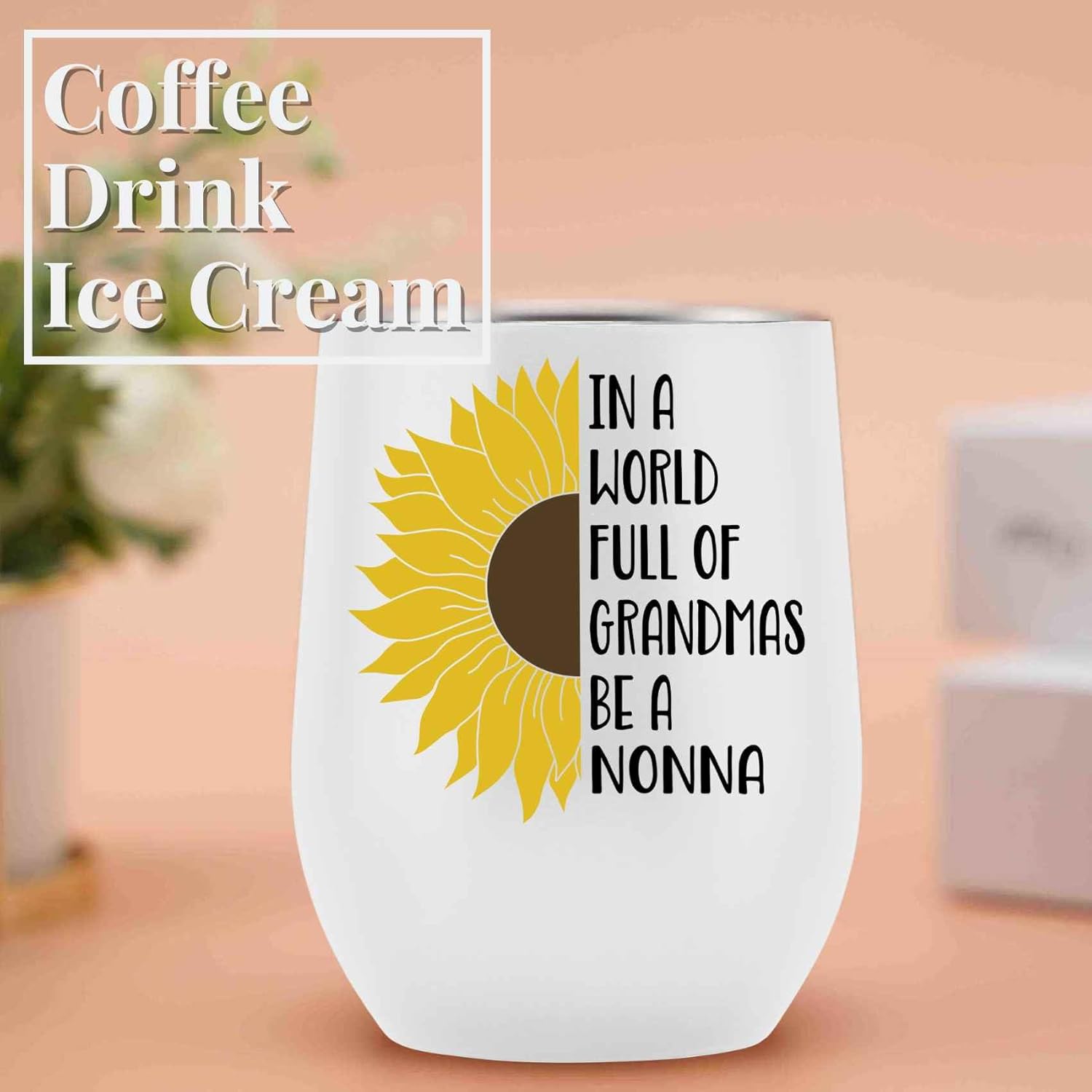 Onebttl Nonna Gift, Sunflower Grandma Gifts, 12oz Stainless Steel Insulated Tumbler for Sunflower Lovers, Perfect for Mother's Day, Birthday - Image 4