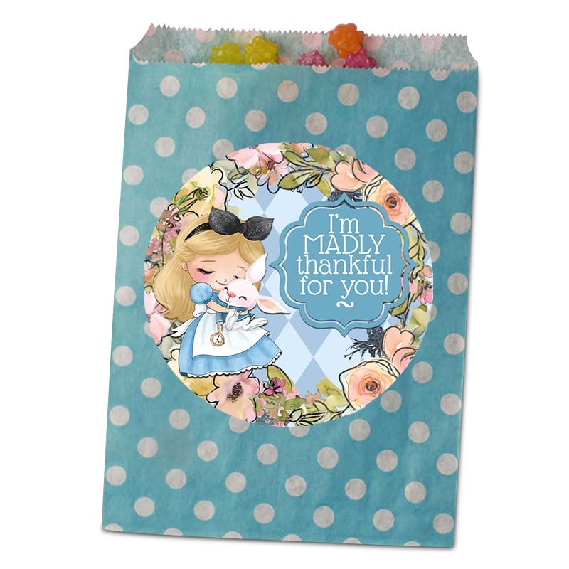 Silly Goose Gifts I'm Madly Thankful for You Darling Alice in Wonderland Stickers (Set of 24) Thank You Labels