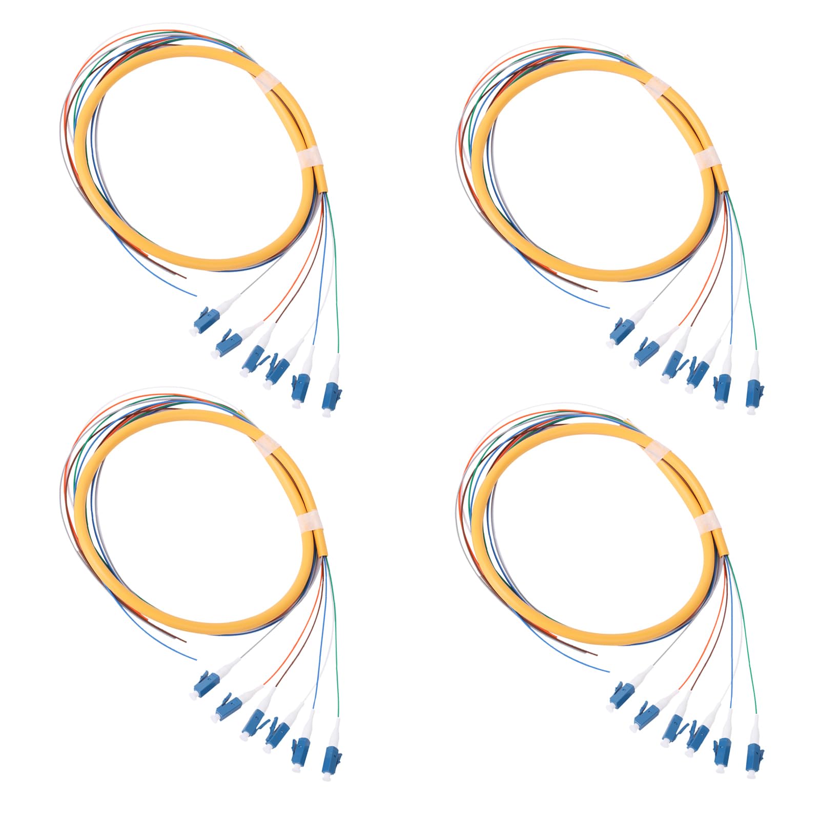 6-strängiges LC/UPC Glasfaser-Pigtail 1,2 m LC OS2 Singlemode Glasfaser-Pigtail für Netzwerk-Kommunikationssystem, 4 Packungen