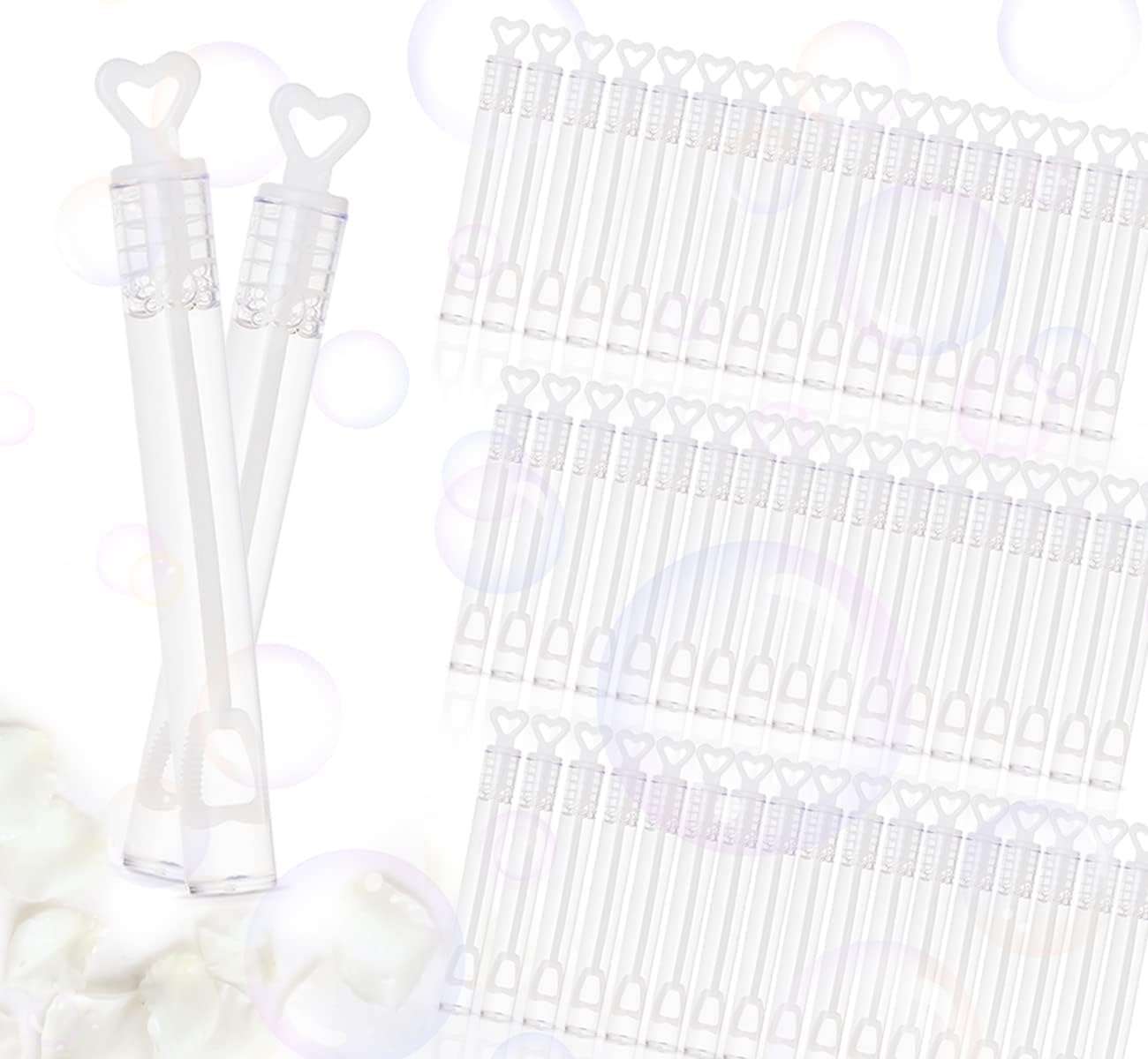 Sweelov 100 Pompas de Jabón para Bodas Burbuja Pomperos Varita Tubo con Líquido para Boda Fiesta, Blanco