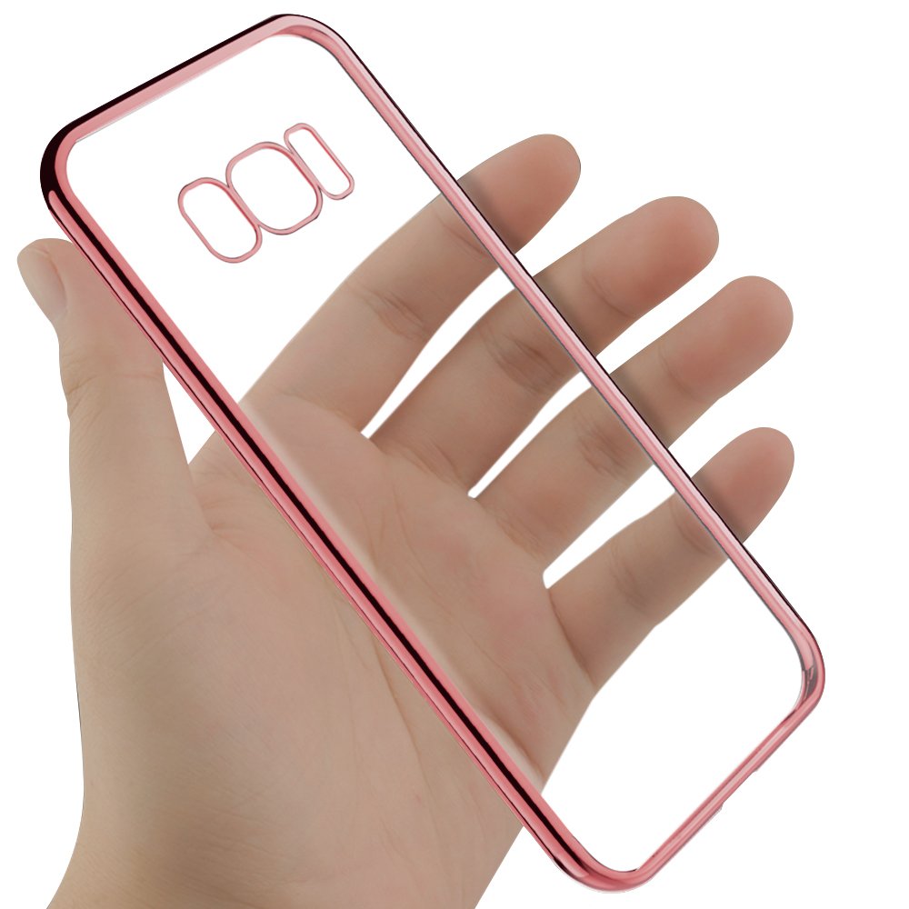 Samsung Galaxy S8 Case, Infreecs Galaxy S8 Bumper Case Cover Soft Gel Silicone TPU [Metal Electroplating Technology] shockproof Anti-Scratch cover Phone Case for Galaxy S8 - Rose Gold